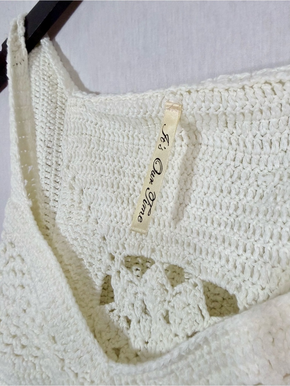 It’s our time Crochet Knit Cream hooded festival crop Top - Picture 4 of 6